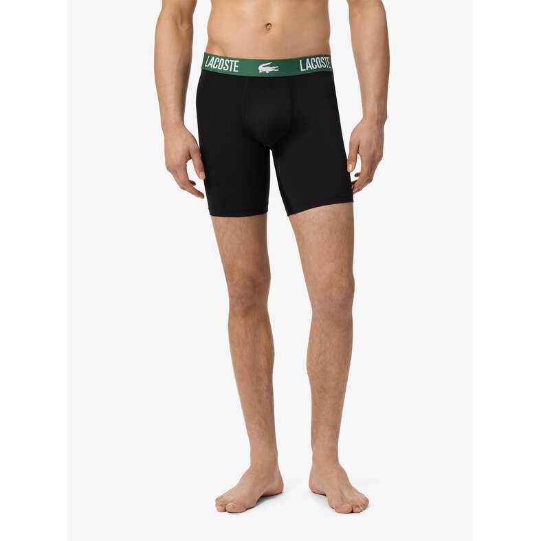 Lacoste Lacoste Heren Boxershorts Met Lange Pijp Boxer Briefs 3-Pack Zwart/Grijs