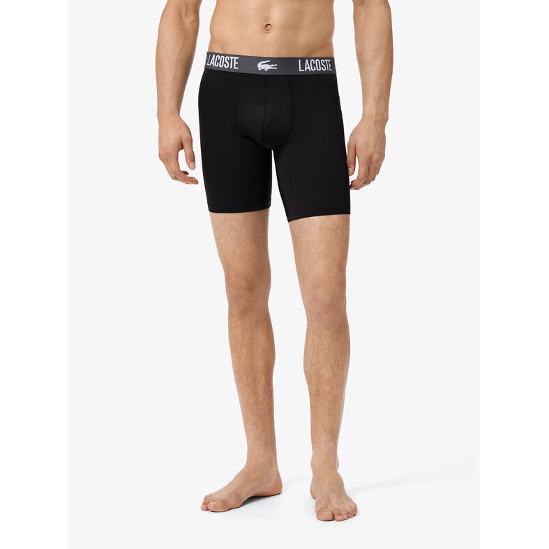 Lacoste Lacoste Heren Boxershorts Met Lange Pijp Boxer Briefs 3-Pack Zwart/Grijs