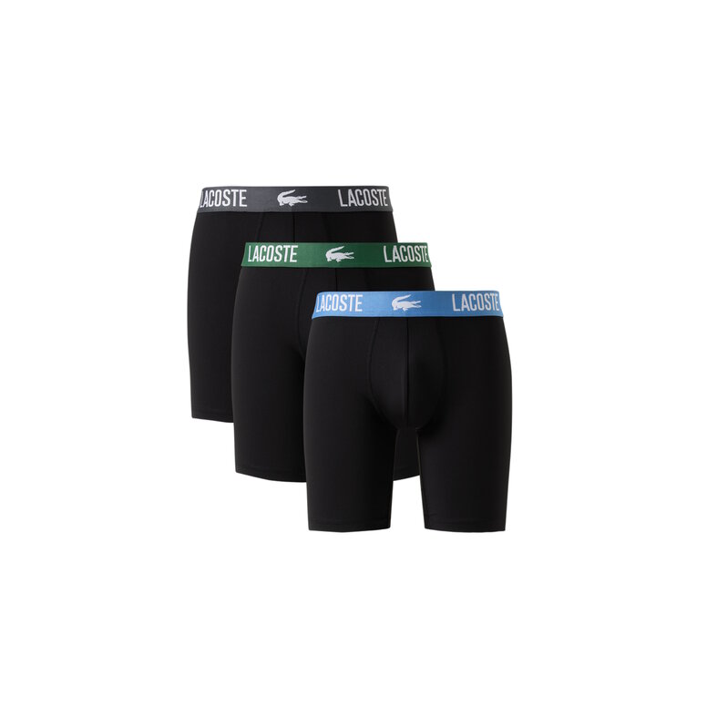 Lacoste Lacoste Heren Boxershorts Met Lange Pijp Boxer Briefs 3-Pack Zwart/Grijs