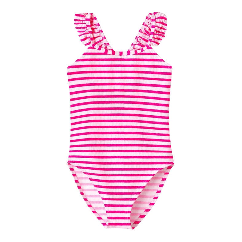 Name It Name It Meisjes Badpak NKFZIPPA Roze/Wit Gestreept
