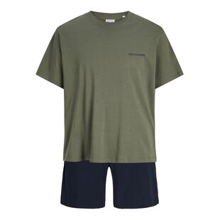 Jack & Jones Heren Korte Shortama Pyjamaset JACEVEREST Groen/Donkerblauw