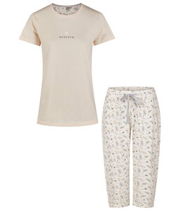 By Louise Dames Capri Pyjama Driekwart Oranje/Wit Gebloemd