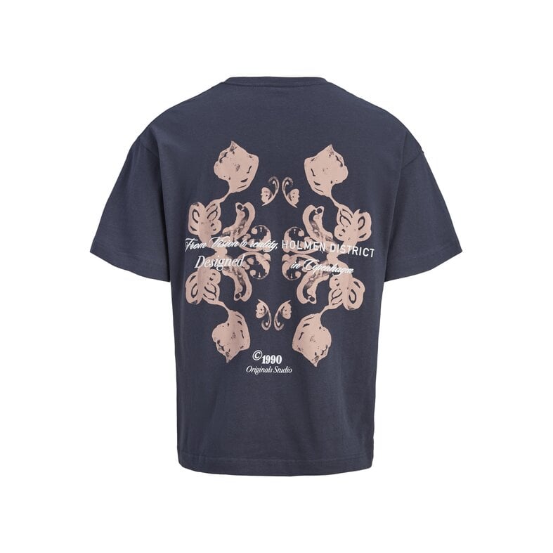 Jack & Jones Jack & Jones Men's Backprint T-Shirt JORMONTAUK Dark Gray-Blue/Dusty Pink Print