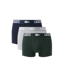 Lacoste Men's Boxer Shorts Trunks 3-Pack Solid Green/Gray/Navy Blue