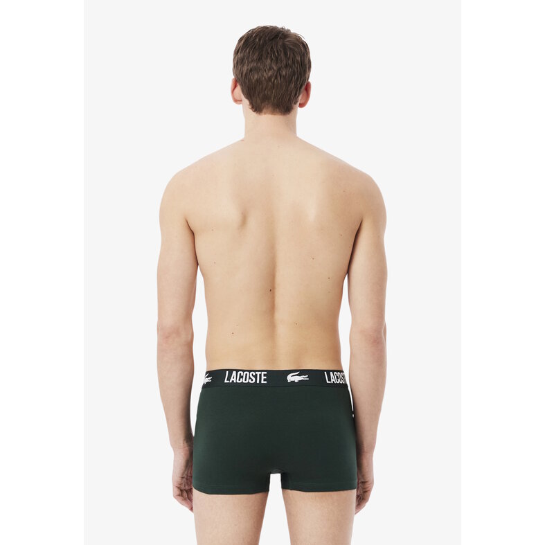 Lacoste Lacoste Heren Boxershorts Trunks 3-Pack Effen Groen/Grijs/Navy Blauw