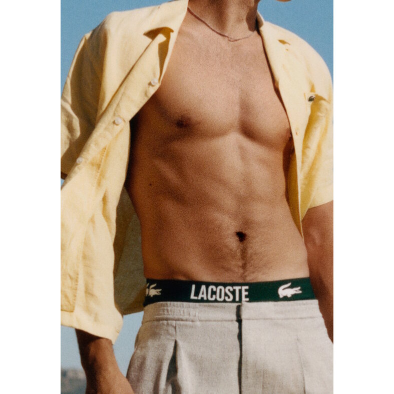 Lacoste Lacoste Heren Boxershorts Trunks 3-Pack Effen Groen/Grijs/Navy Blauw