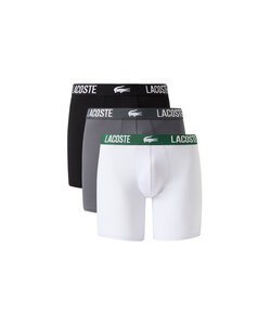 Lacoste Men's Long-Leg Microfiber Boxer Briefs 3-Pack White/Gray/Black