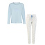 By Louise By Louise Dames Pyjama Set Lang Blauw/Wit Gebloemd