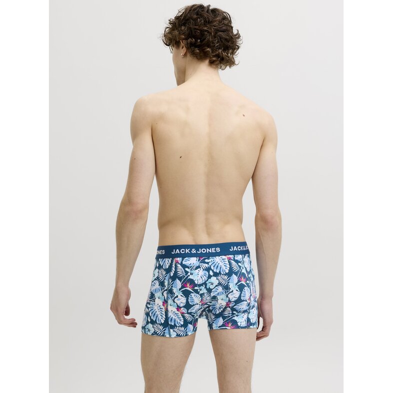 Jack & Jones Jack & Jones Heren Boxershorts Trunks JACBUSTER 3-Pack Blauw/Groen Gebloemd