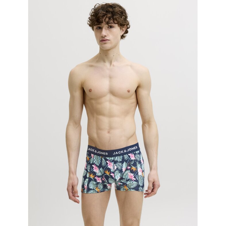 Jack & Jones Jack & Jones Heren Boxershorts Trunks JACBUSTER 3-Pack Blauw/Groen Gebloemd