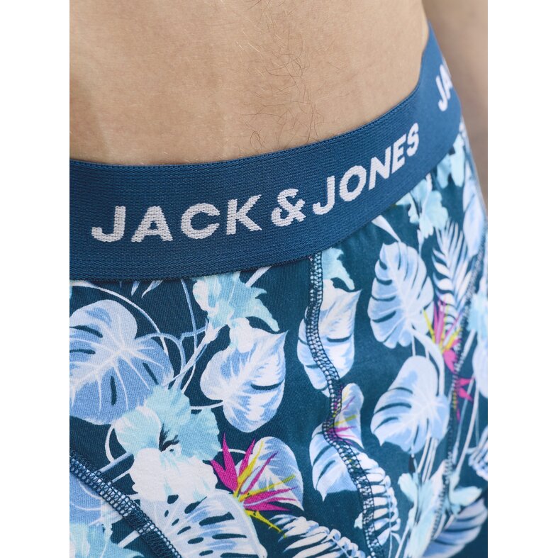 Jack & Jones Jack & Jones Heren Boxershorts Trunks JACBUSTER 3-Pack Blauw/Groen Gebloemd