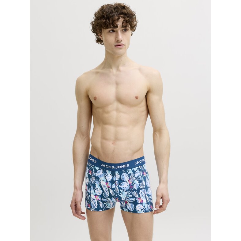 Jack & Jones Jack & Jones Heren Boxershorts Trunks JACBUSTER 3-Pack Blauw/Groen Gebloemd