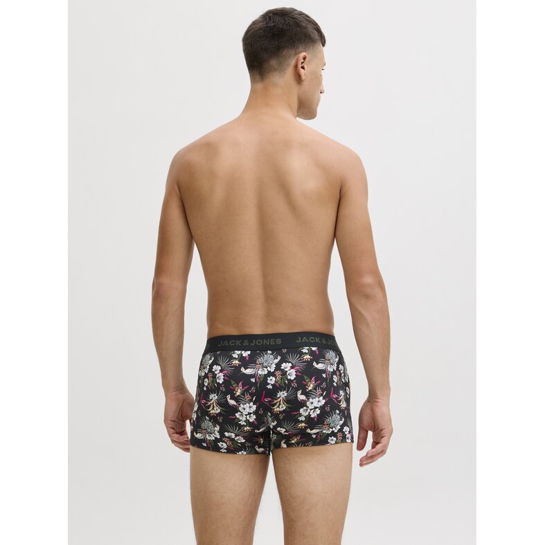 Jack & Jones Jack & Jones Heren Boxershorts Trunks Microfiber JACFLOWER 3-Pack Gebloemd Print Zwart