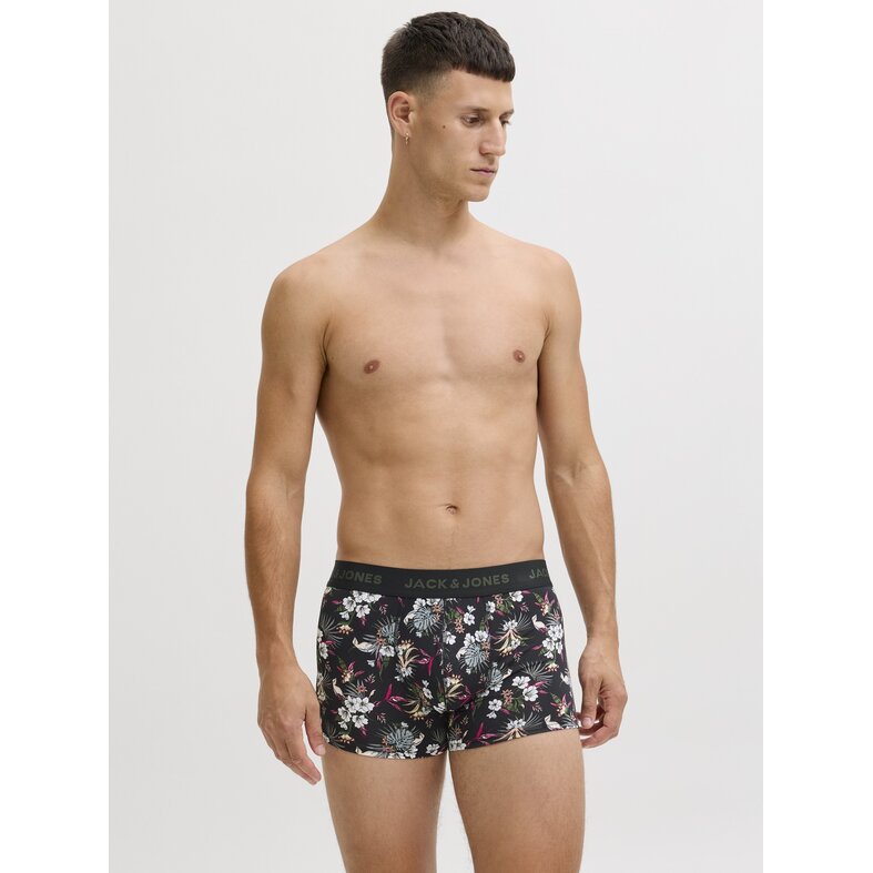 Jack & Jones Jack & Jones Heren Boxershorts Trunks Microfiber JACFLOWER 3-Pack Gebloemd Print Zwart