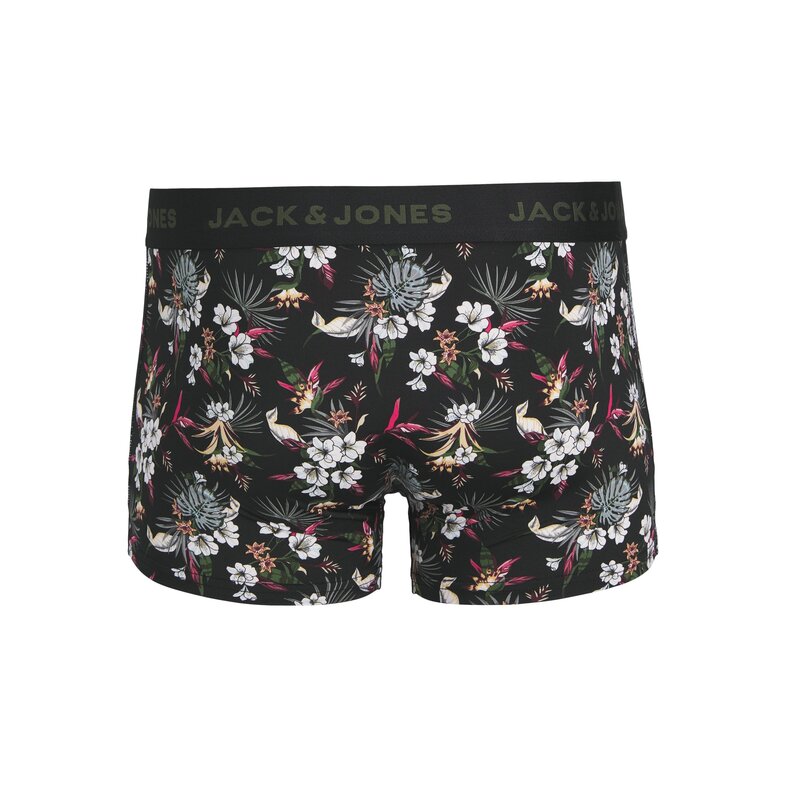 Jack & Jones Jack & Jones Heren Boxershorts Trunks Microfiber JACFLOWER 3-Pack Gebloemd Print Zwart
