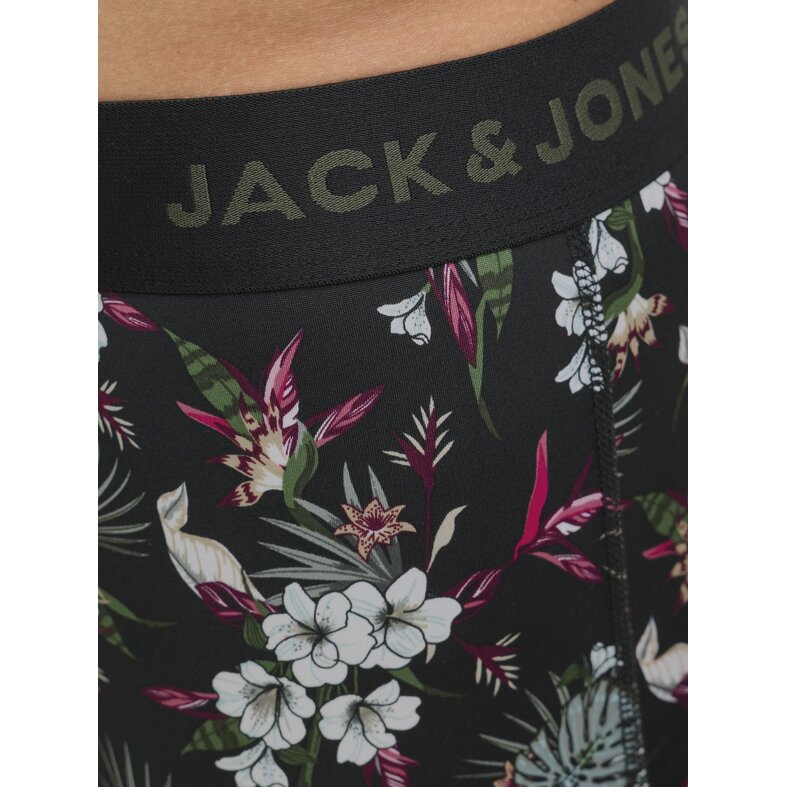 Jack & Jones Jack & Jones Heren Boxershorts Trunks Microfiber JACFLOWER 3-Pack Gebloemd Print Zwart