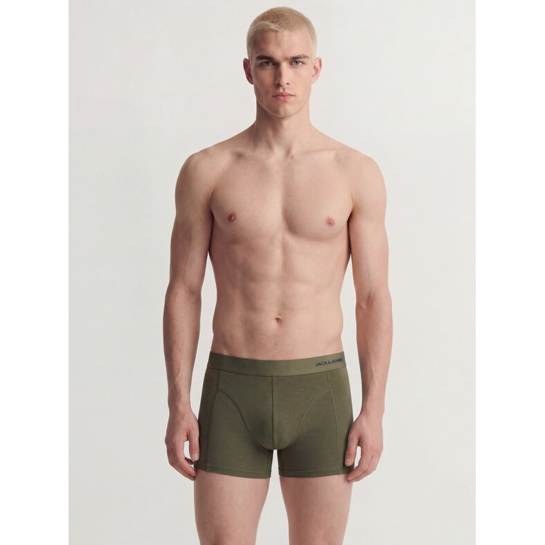 Jack & Jones Jack & Jones Heren Boxershorts Trunks JACCOMO Bamboe Effen 3-Pack Groen/Rood/Donkerblauw