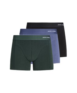 Jack & Jones Heren Boxershorts Trunks JACCOMO Bamboe Effen 3-Pack Donkergroen/Blauw/Zwart