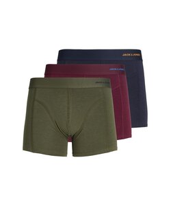 Jack & Jones Heren Boxershorts Trunks JACCOMO Bamboe Effen 3-Pack Groen/Rood/Donkerblauw
