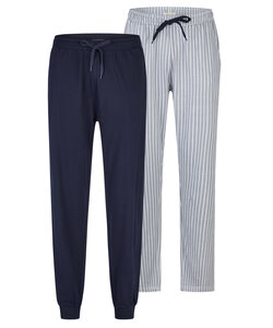 Phil & Co Men's Long Pyjama Pants 2-Pack Gray Striped/Dark Blue