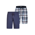 Phil & Co Phil & Co Heren Korte Pyjamabroeken 2-Pack Blauw Geruit/Donkerblauw