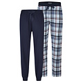 Phil & Co Phil & Co Men's Long Pyjama Pants 2-Pack Blue Checkered/Dark Blue