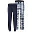 Phil & Co Phil & Co Men's Long Pyjama Pants 2-Pack Blue Checkered/Dark Blue