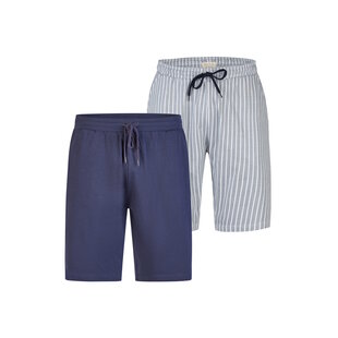 Phil & Co Men's Short Pyjama Pants 2-Pack Gray Striped/Dark Blue