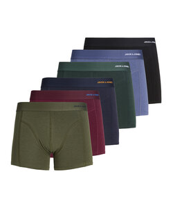 Jack & Jones Heren Boxershorts Trunks JACCOMO Bamboe Effen 6-Pack Groen/Blauw/Zwart/Rood