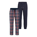 Phil & Co Phil & Co Heren Lange Pyjamabroeken 2-Pack Blauw/Rood Geruit