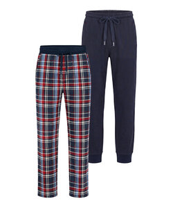Phil & Co Men's Long Pajama Pants 2-Pack Blue/Red Checkered