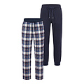 Phil & Co Phil & Co Heren Lange Pyjamabroeken 2-Pack Blauw Geruit