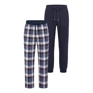 Phil & Co Heren Lange Pyjamabroeken 2-Pack Blauw Geruit