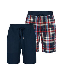 Phil & Co Men's Short Pajama Pants 2-Pack Blue/Red Checkered