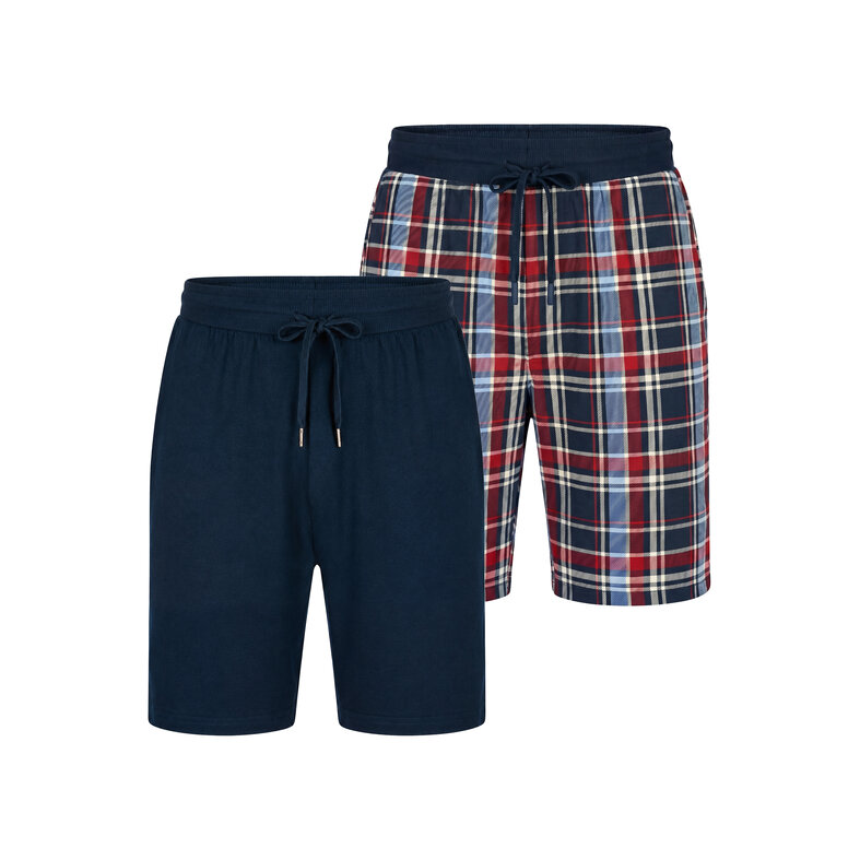 Phil & Co Phil & Co Men's Short Pajama Pants 2-Pack Blue/Red Checkered