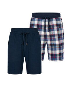 Phil & Co Heren Korte Pyjamabroeken 2-Pack Blauw Geruit