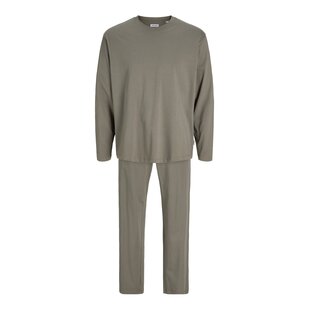 Jack & Jones Men's Long Lounge Pajama Set JACALFRED Solid Gray-Green