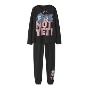 Name It Girls' Long Pajama Set NKFANDA Stitch Black