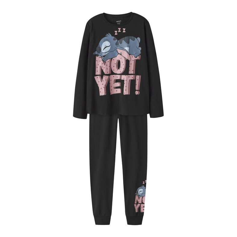 Name It Name It Girls' Long Pajama Set NKFANDA Stitch Black