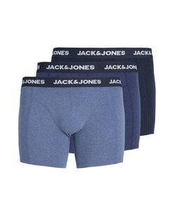 Jack & Jones Heren Plus Size Boxershorts Trunks JACFAX 3-Pack Effen Blauw Melange