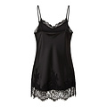 PIECES PIECES Dames Singlet Satijn PCJESSA Extra Lang Met Kant Effen Zwart