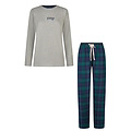 Happy Shorts Happy Shorts Ladies Christmas Pajama Set Shirt + Pants Gray/Green Checkered