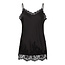 PIECES PIECES Dames Singlet Satijn PCJESSA Extra Lang Met Kant Effen Zwart