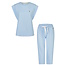 By Louise By Louise Dames Capri Pyjama Set Driekwart Kapmouw Blauw Gestipt