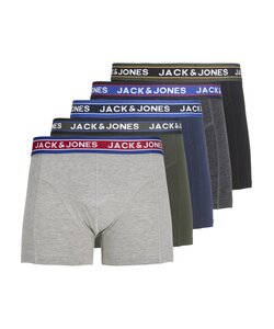 Jack & Jones Heren Boxershorts Trunks JACOLIVER 5-Pack Effen Multicolor