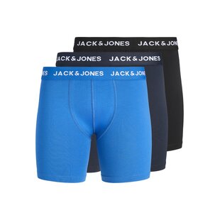 Jack & Jones Heren Plus Size Boxershorts Lange Pijp JACCARL Boxer Briefs 3-Pack Effen Blauw/Zwart