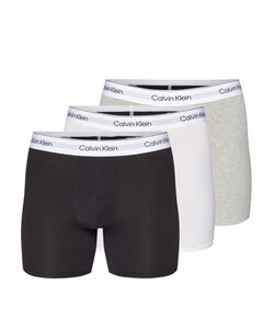 Calvin Klein Heren Boxershorts Met Lange Pijp Boxer Briefs 3-Pack Effen Zwart/Grijs/Wit
