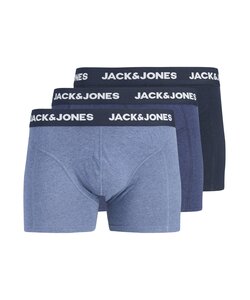 Jack & Jones Heren Boxershorts Trunks JACFAX 3-Pack Effen Blauw Melange