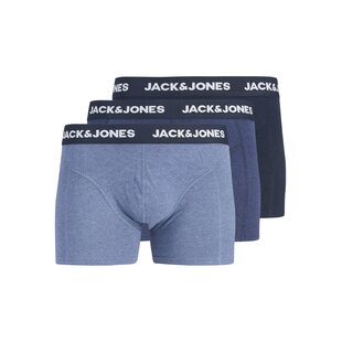 Jack & Jones Heren Boxershorts Trunks JACFAX 3-Pack Effen Blauw Melange