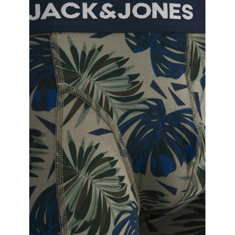 Jack & Jones Jack & Jones Heren Boxershorts Trunks JACHENDO 3-Pack Blauw/Groen Bladeren Print